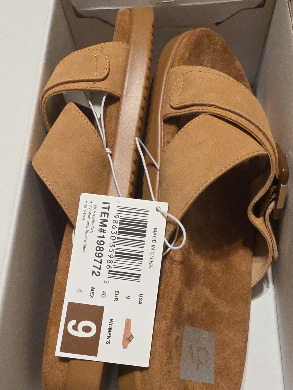 Dolce Vita Tan Suede Slide Sandals with Velcro Strap